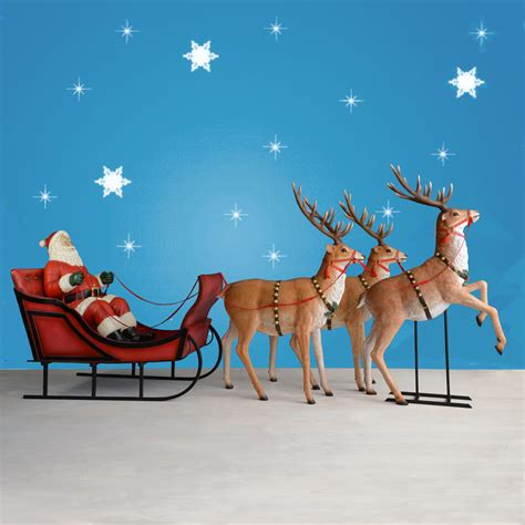 santa and sleigh outdoor decoration|santa sleigh and reindeer.